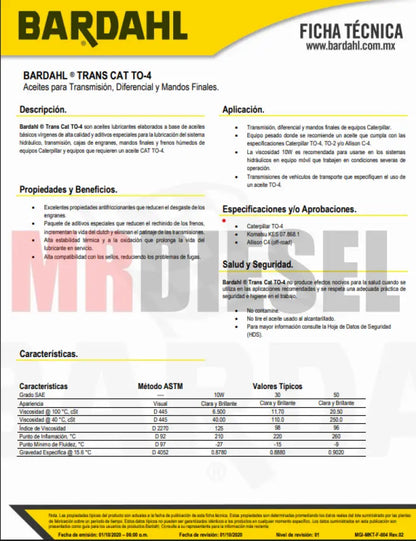 ACEITE BARDAHL CAT TO 4 SAE 30 19LTS